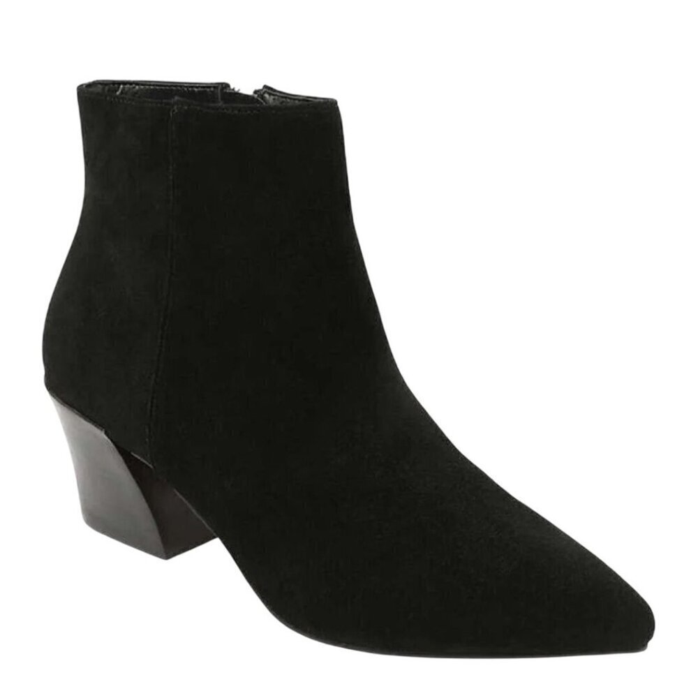 Kensie Lynden Black Suede Leather Heeled Pointed Toe Ankle Boots Size 7.5M
